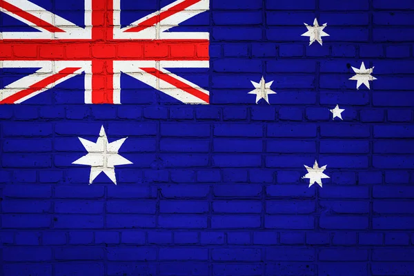 Avustralya Nın Ulusal Bayrağı Eski Bir Tuğla Duvarda Boya Renkleriyle — Stok fotoğraf