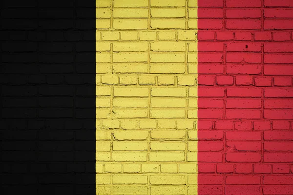 Flaga Narodowa Belgii Przedstawiająca Kolorach Farby Starej Ceglanej Ścianie Flaga — Zdjęcie stockowe