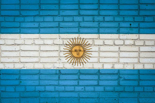 Argentinas Nationalflagga Föreställande Färg Gammal Tegelvägg Flagga Banner Tegel Vägg — Stockfoto