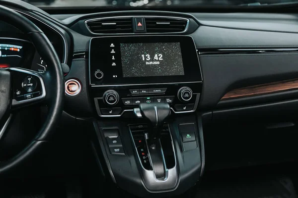 Nowosybirsk Rosja Września 2020 Honda Zbliżenie Centralnego Centrali Monitor Muzyką — Zdjęcie stockowe