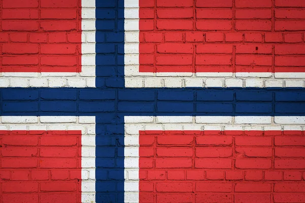 Bandera Nacional Noruega Que Representa Colores Pintura Una Antigua Pared — Foto de Stock