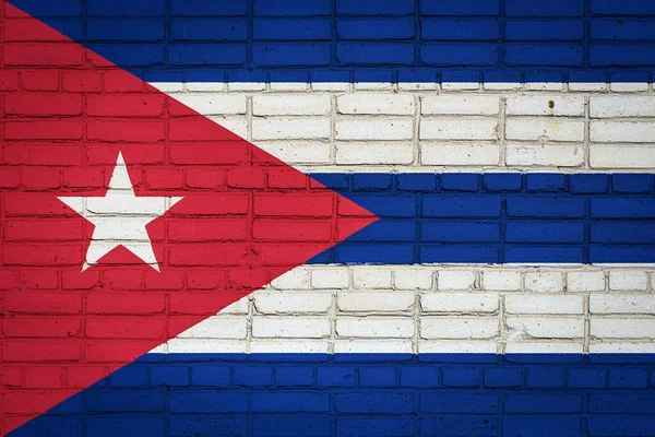 Bandiera Nazionale Cuba Raffigurante Colori Vernice Vecchio Muro Mattoni Bandiera — Foto Stock