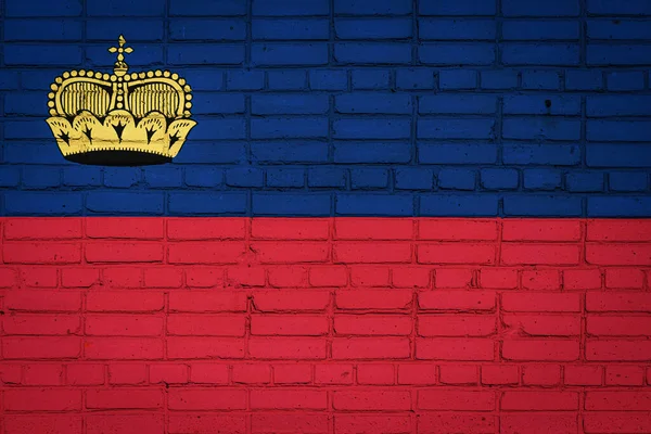 National Flag Liechtenstein Depicting Paint Colors Old Brick Wall Flag — Stock Photo, Image