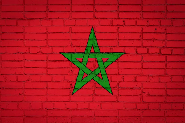 Nationalflagge Marokkos Die Lackfarben Auf Einer Alten Ziegelwand Abgebildet Ist — Stockfoto