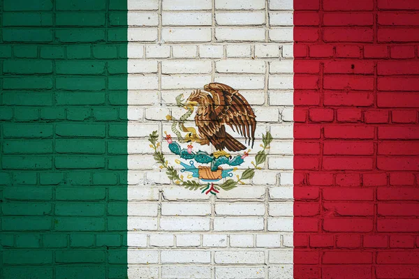 Bandera Nacional México Que Representa Colores Pintura Una Antigua Pared —  Fotos de Stock