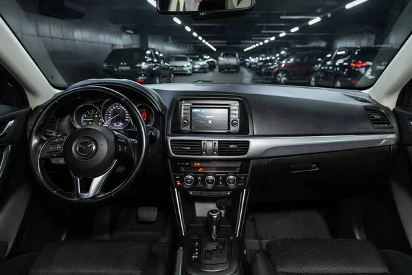 Novosibirsk Rusko Srpna 2020 Mazda Luxusní Vůz Interiér Volant Řadící — Stock fotografie