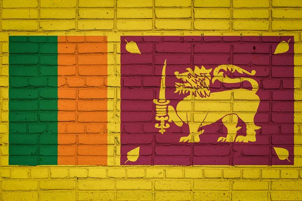 Bandeira Nacional Sri Lanka Retratando Cores Tinta Uma Parede Tijolo — Fotografia de Stock