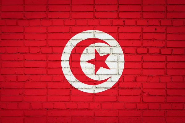 Drapeau National Tunisie Représentant Couleurs Peintes Sur Vieux Mur Briques — Photo