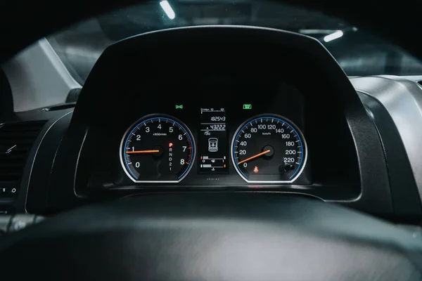 Novosibirsk Russia September 2020 Honda Car Dashboard White Backlight Odometer — Stock Photo, Image