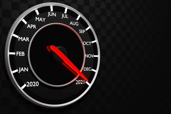 Illustration Närbild Svart Hastighetsmätare Med Cutoffs 2020 2021 Och Kalendermånader — Stockfoto