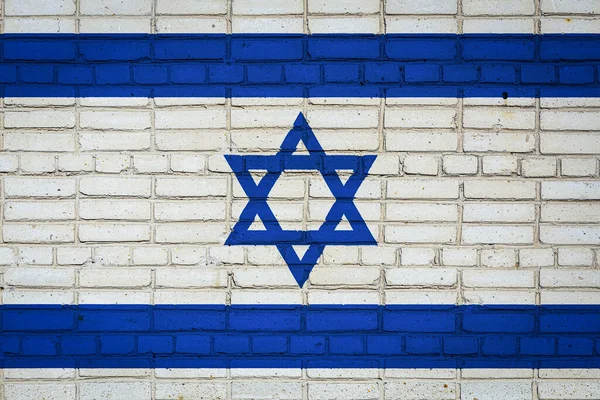 Nationalflagge Israels Die Lackfarben Auf Einer Alten Ziegelmauer Abgebildet Ist — Stockfoto