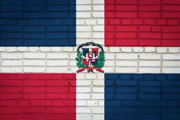 Bandera Nacional Dominicana Que Representa Colores Pintura Una Vieja Pared — Foto de Stock