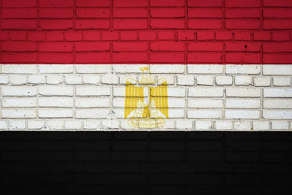 Nationale Vlag Van Egypte Afgebeeld Verf Kleuren Een Oude Bakstenen — Stockfoto