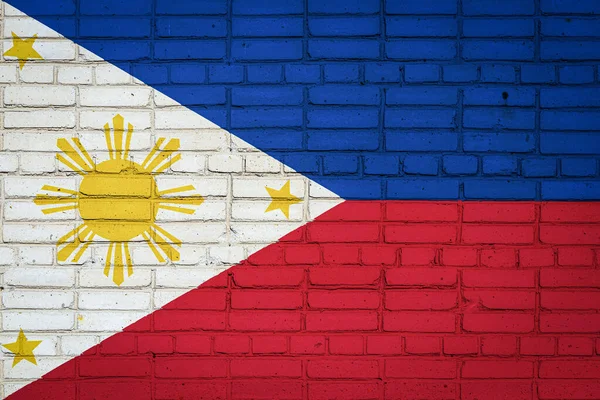 National Flag Philippines Depicting Paint Colors Old Brick Wall Flag — Stock Photo, Image