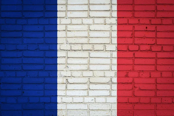 Drapeau National France Représentant Couleurs Peintes Sur Vieux Mur Briques — Photo