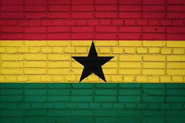 Nationalflagge Ghanas Die Lackfarben Auf Einer Alten Ziegelwand Abgebildet Ist — Stockfoto