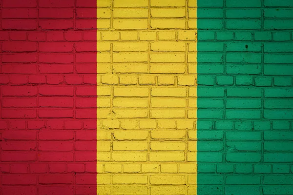 Bandiera Nazionale Della Guinea Raffigurante Colori Vernice Vecchio Muro Mattoni — Foto Stock