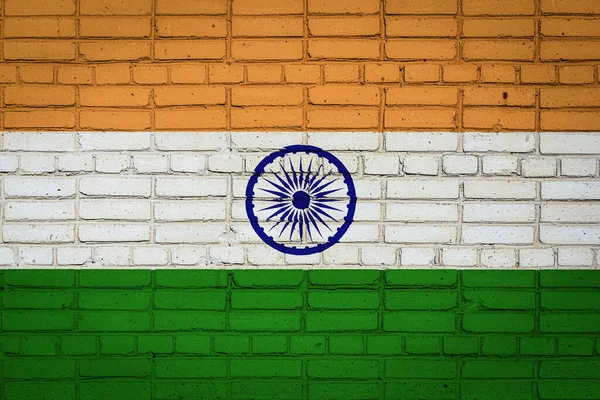 Nationale Vlag Van India Afgebeeld Verf Kleuren Een Oude Bakstenen — Stockfoto