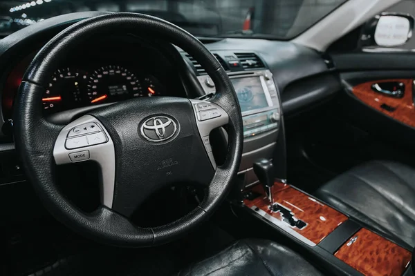 Novosibirsk Rusia Oktober 2020 Toyota Camry Detail Kabin Interior Kokpit — Stok Foto