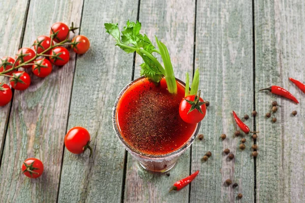 Glass Bloody Mary Wooden Table Delicious Alcohol Cocktail Made Tomato Royalty Free Stock Photos