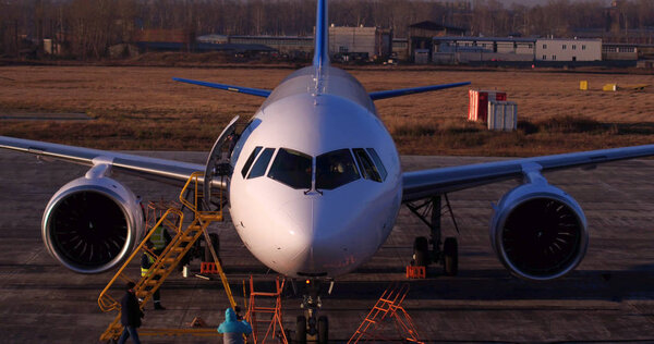 Plane MS 21. Plant Irkut. Irkutsk. Irkutsk region. shooting from drone.