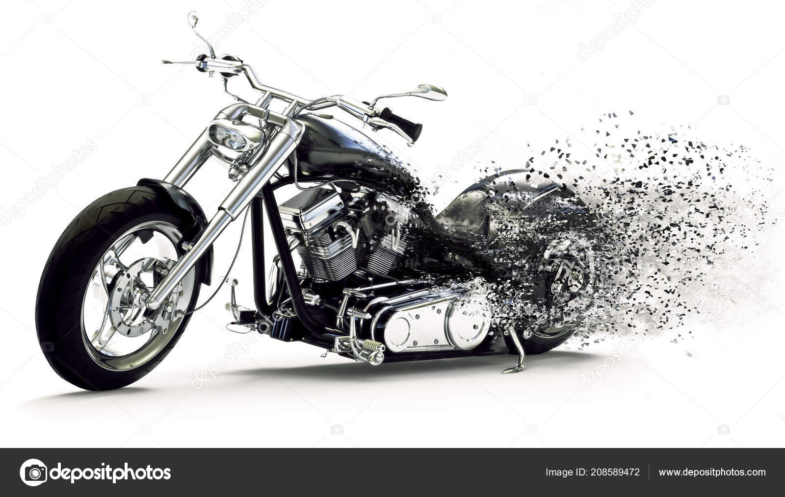 Side View Custom Black Motorcycle Dispersion Effects White Background Rendering Stock Photo Image By C Digitalstorm 208589472