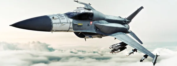 Gestroomlijnde Militaire Jet Vliegtuigen Strepen Door Het Luchtruim Boven Wolken — Stockfoto