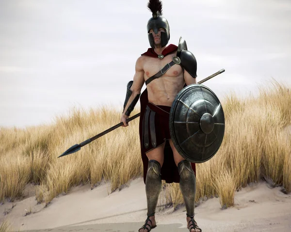 Spartanska Porträtt Battle Härdat Grekiska Spartanska Kvinnliga Krigare Utrustade Med — Stockfoto