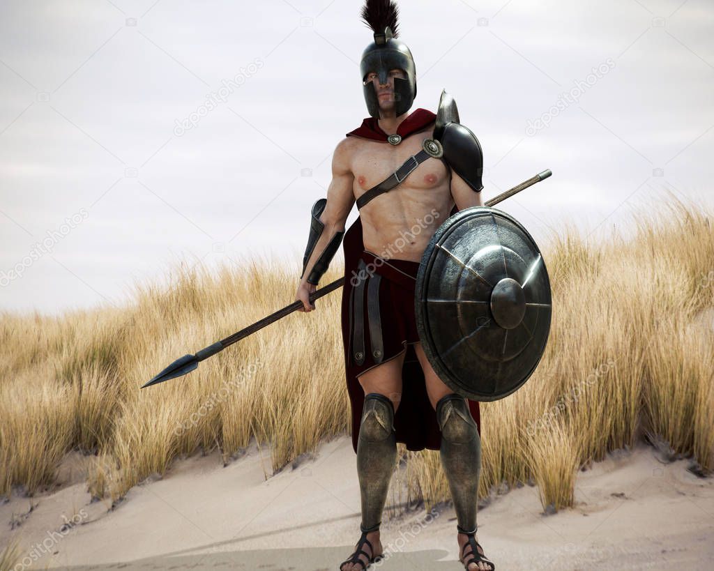 El espartano. Retrato de una guerrera griega espartana endurecida en