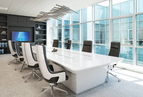 Eigentijds Kantoor Conferentiekamer Interieur Met Abstracte Accenten Rendering — Stockfoto