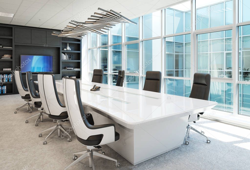 Contemporary Office conference room  interior with abstract accents. 3d rendering