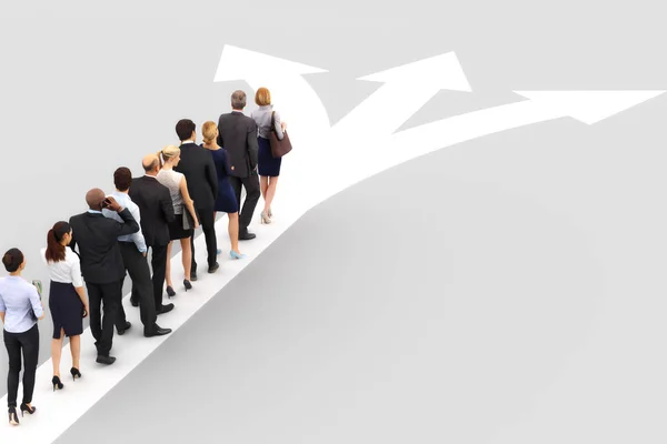 Group Business People Standing Line Waiting Choose Direction Choosing Business — Stock Photo, Image