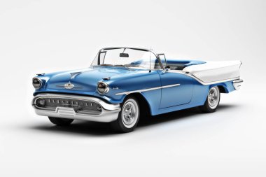 Editorial Illustration of a 1957 Oldsmobile star fire 98 convertible. 3d rendering clipart