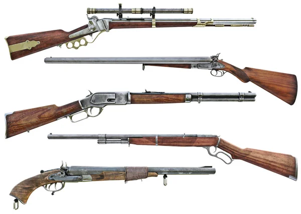 Rifle Vaquero Occidental Paquete Refuerzo Escopeta Colección Armas Surtidos Sobre —  Fotos de Stock
