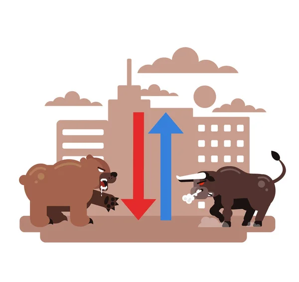 Koe Bear Tekens Stock Market Trend Uitwisseling Omhoog Omlaag Concept — Stockvector