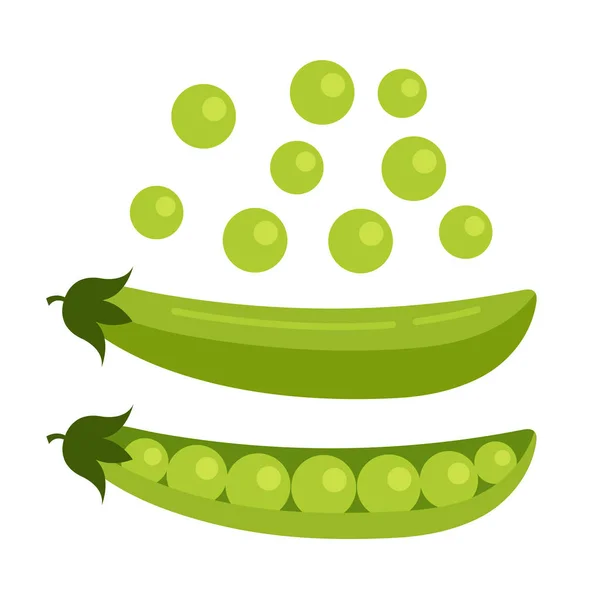 Semilla Guisante Verde Abierto Concepto Frutas Frescas Icono Ilustración Gráfica — Vector de stock