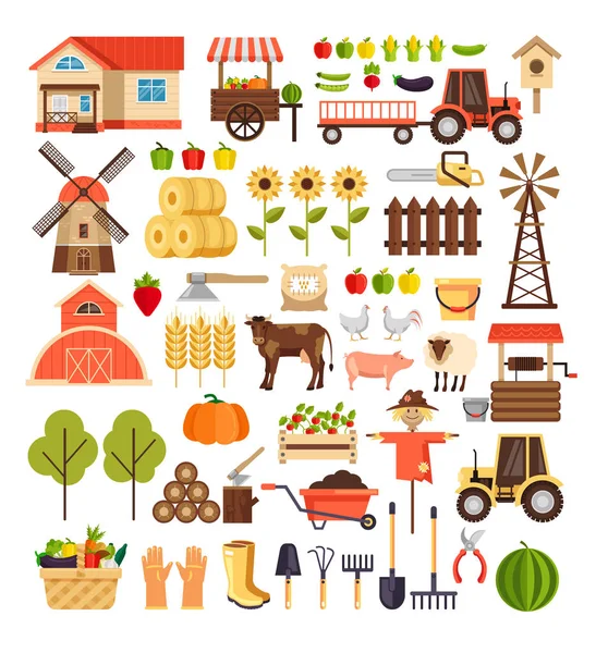 Zemědělství Chov Sběru Příroda Agronomie Design Grafické Plochý Cartoon Znaménko — Stockový vektor