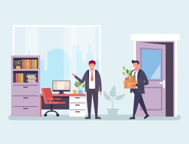İş adamı office işçisi karakter yeni bir iş bul. İnsan kaynakları iş kavramı bulmak işe. Vektör tasarım grafik düz izole illüstrasyon karikatür