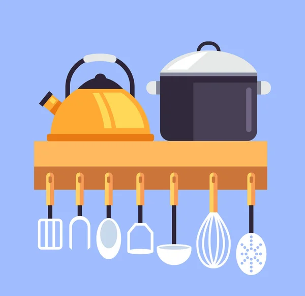 Kuchyňské Nástroje Nádobí Nádobí Objekty Ikonu Koncept Vektorová Grafika Design — Stockový vektor