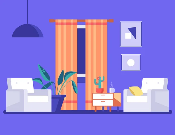 Soggiorno Zona Riposo Interior Graphic Design Flat Illustration Concept — Vettoriale Stock