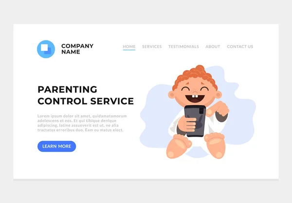 Parenting Control Web Banner Landing Page Graphic Design Concept Illustration — Stock Vector