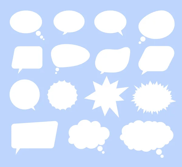 Isolated Set Speech Bubbles Blue Background Vector Flat Cartoon Graphic — Stock Vector