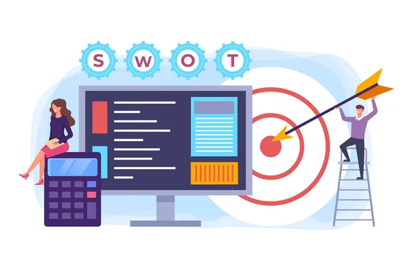 Concetto Swot Illustrazione Grafica Piatta Vettoriale Isolata — Vettoriale Stock