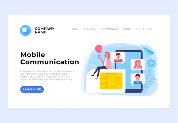 Mobile sim communication chat banner web page site concept. Vector flat graphic design cartoon illustration