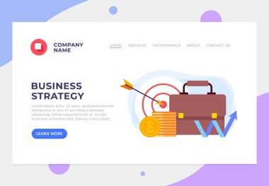 İş stratejisi afiş afiş web sitesi sayfası arayüzü kavramı. Vektör düz karikatür grafik tasarım afiş afiş illüstrasyon