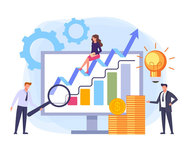 Бизнес-решение успешная концепция бизнес-команды. Векторная плоская графическая иллюстрация
