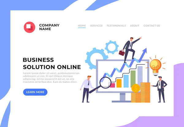 Business Soluzione Successo Business Teamwork Web Page Banner Concept Illustrazione — Vettoriale Stock