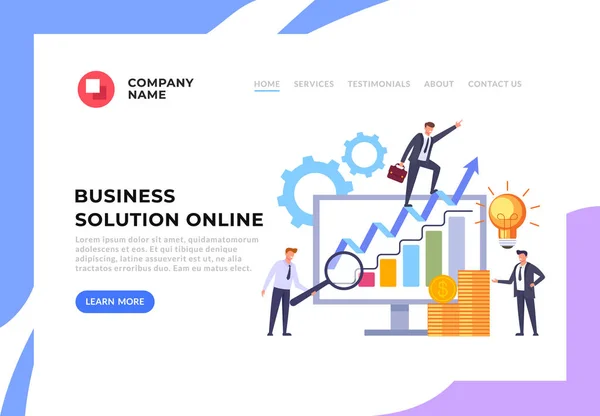 Business Lösung Erfolgreiche Business Teamwork Web Seite Banner Konzept Vektor — Stockvektor