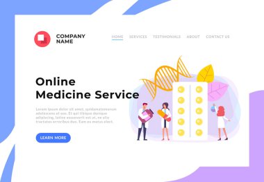 İlaç tedavisi. Sağlık Web Banner sayfa kavramı. Vektör düz karikatür tasarım grafik illüstrasyon
