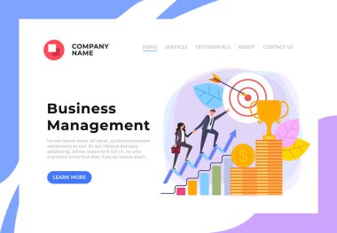 İş hedefleme liderlik başarılı iş web banner sayfa kavramı. Vektör düz karikatür tasarım grafik illüstrasyon 